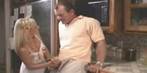 Hot Blondle Teen gives great handjob in kitchen (Hot young teen)
