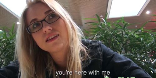 Real pulled euro blonde flashing tits