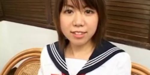 Ai Kazumi in school uniform sucks dick and gets banana in pussy - More at hotajp.com