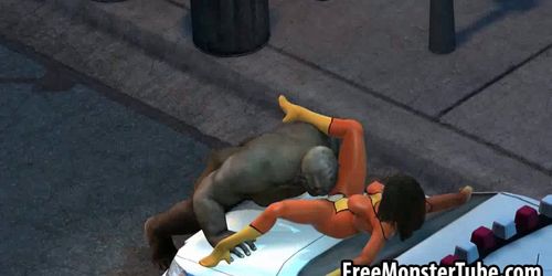 3D babe getting licked and fucked by a monster