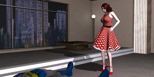 [Ballbusting] Rita Farr kicks Batman in the balls (K.C.)
