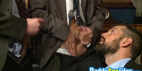 DADDY SEX FILES - Work daddies threesome fleshlight fucking before hot facial (Rich Kelly, Seth Roberts, Trevor Knight)
