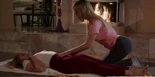 Horny milf slut Cherie in a pussy tribbing fuck with teen AJ (A J Applegate, Cherie DeVille, Deville, Kaylee Evans)