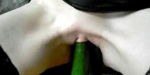 SICFLICS - Extreme amateur fucks a whiskey bottle and cucumbers