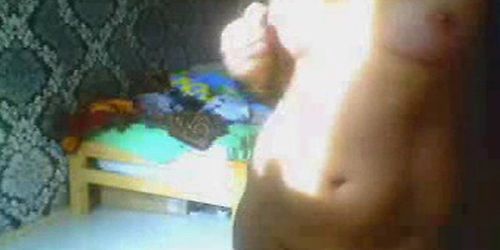 Hairy young teen shows on webcam