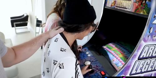 Big boobed ebony and latina gamer teens fuck a big cock (Avery Moon, Evi Rei, Violet Myers)