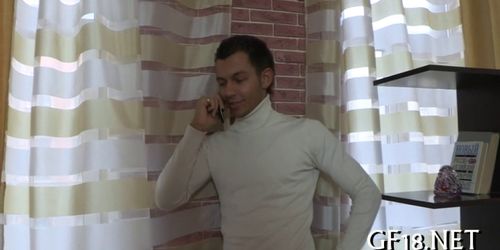 Perverted spectacled guy holds hand - video 21