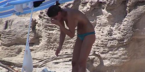 Stunning Girl With Incredible Breasts Shows Her Amazing Body On The Topless Beach... For All To See