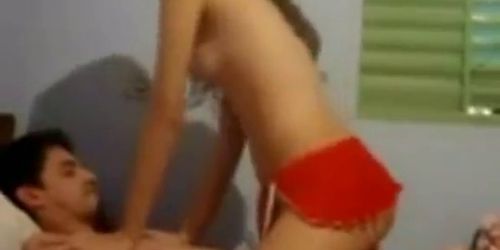 Brunette teen getting fucked by her best friend on bed
