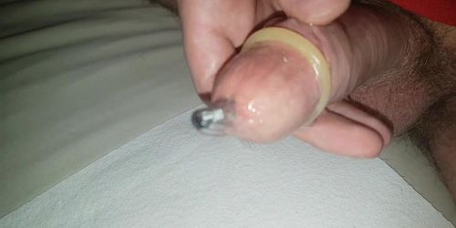 Male Sounding Porn - Urethral Sounding a rod while wearing a condom, sounding cumshot inside a  condom with cockring - Tnaflix.com