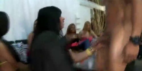 Watch cfnm nasty bitch get a cumshot
