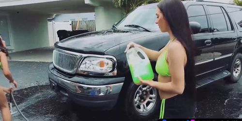 Bombastic teens in sexy bikinis all incluaive carwash (Crystal Ray, Crystal Raye, Maya Bijou)