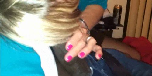 Blonde granny sucking on a BBC