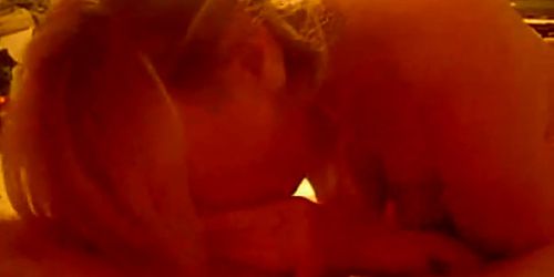 Awesome blonde milf sucking cock and fucking