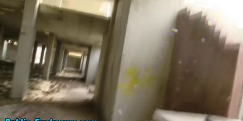 Slut gets pussy slammed outside