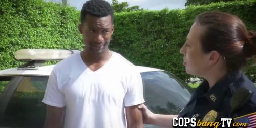 Tattooed cop and hot blondie milf enjoy fucking black dudes at the hood just for their black cocks