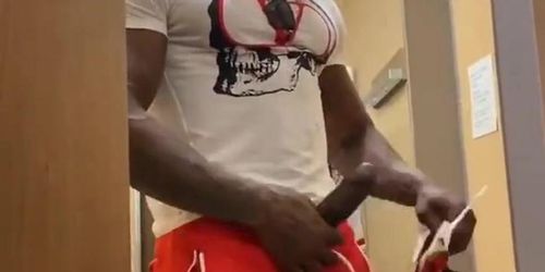 sexy dude hangs clothes on bouncing dick