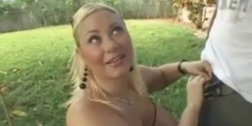 Samantha 38G -outside interracial titfuck