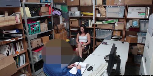 Security guy fucks tighty teen thief in front of her dad