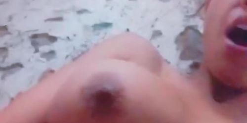 Sexy Latina Stuck in the House for Quarantine Cums All Over Her Living Room Floor