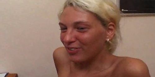 Blonde German girl sucks cock