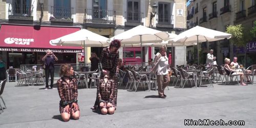 Female slaves made to crawl in public (Alexa Nasha, Julia Roca, Silvia Rubi, Silvia Ruby)