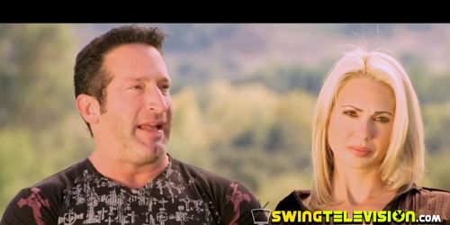 Newbie swinger couple watch and learn some sexual habits from the swinger group in the red room orgy