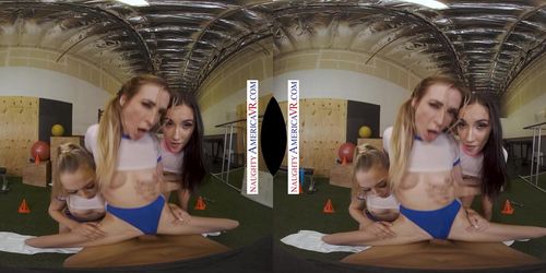 Naughty America - College cuties show their personal trainer some appreciation (Aiden Ashley, Jazmin Luv, Lily Larimar)