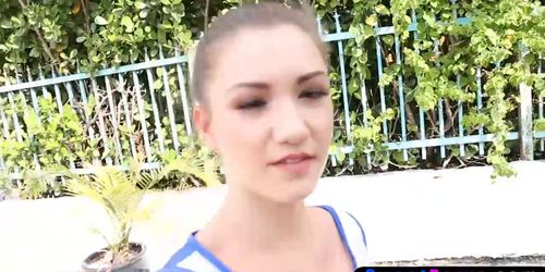 Teen cheerleader squad drilled by big cocked coach (Lily Rader, Megan Sage, Riley Mae)