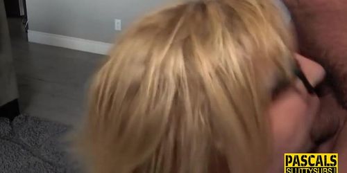 PASCALS SUB SLUTS - Mature busty submissive gets throated