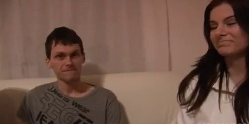 Two young cute girls and 80 men