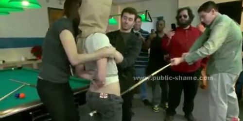 Blonde slut with large breasts banged in extreme gang bang used a