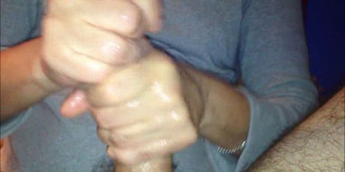 Stroking his hairy cock to orgasm - video 1
