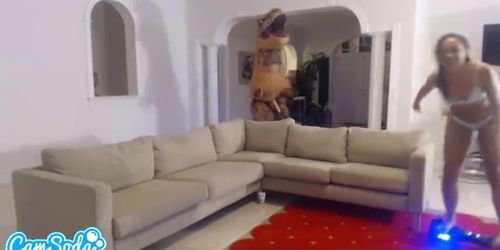 College Teen Adrian Maya Fucking TREX to try and Squirt like her Lesbian (Strap On)