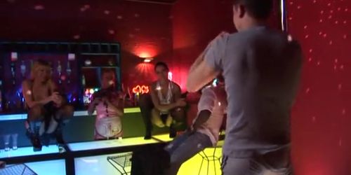 carly, natalli, and angel fuck in the club