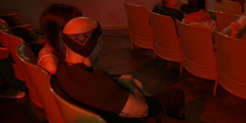 Busty babe gangbang in adult theater (Bella Nikole Black)