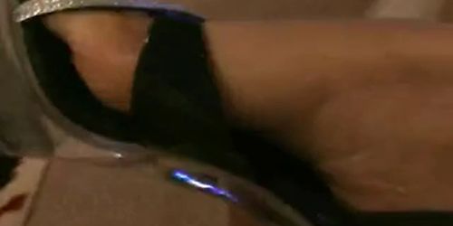 Stripper heels footjob