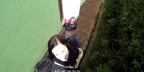 Fucking Glasses - Out-of-town gal fucked outside