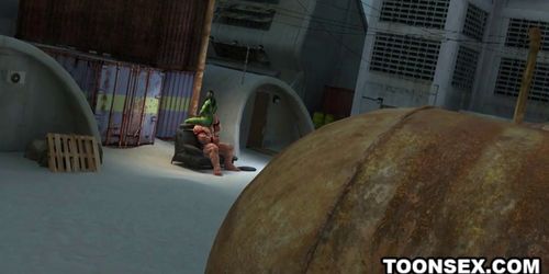 3D Cartoon Mutant Babe Gets Fucked Hard Outdoors
