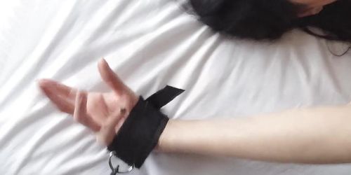 Persephone - Skinny Goth Girl Struggles Against Her Bonds Whilst Tied To The Bed.