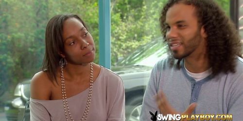 Arousing groping and erotic games ignite the fire between the legs of these bisexual swinger couples