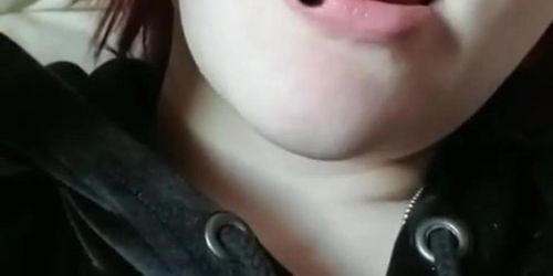 Tongue piercing mouth tease