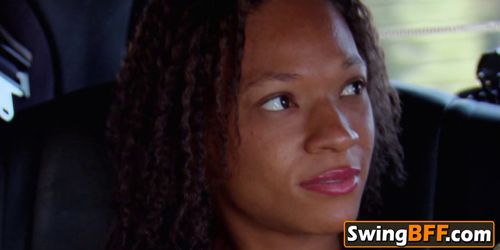 Swinger black couple explores each other in the bathroom before meeting other couples