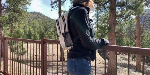 Topless Blonde and Hot Guy screw in Mt Charleston in Public