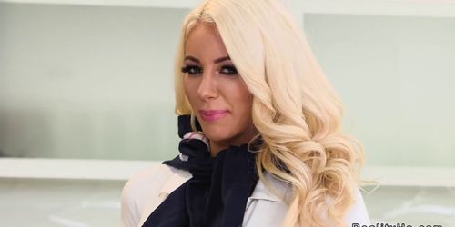 Huge tits Milf threesome in the kitchen (Amara Romani, Markus Dupree, Nicolette Shea)