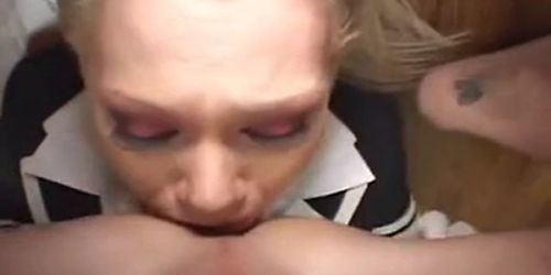 Submissive blonde gets rough oral surprise