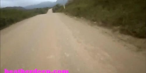 Heather Deep 4 wheeling on scary fast quad and Peeing next to horses in the jungle (Donny Long)