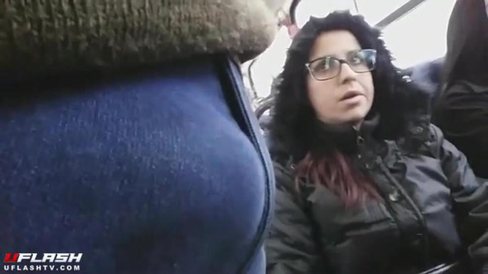 Girl Stares At Bulge On Bus