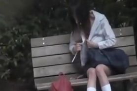 Dreamy oriental schoolgirl getting her path crossed with sharking guy