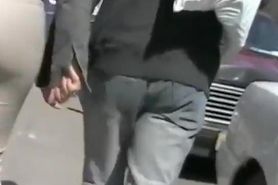 Nice street voyeur shot of tight beige pants on a sexy ass